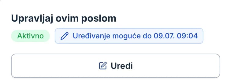 Panel Upravljaj ovim poslom s radnjom Uredi